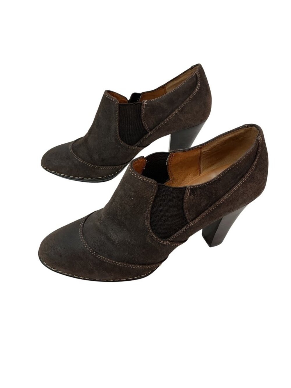 Söfft Simola Kenya Suede Stacked Heel Ankle Shoes Womens 10M Brown